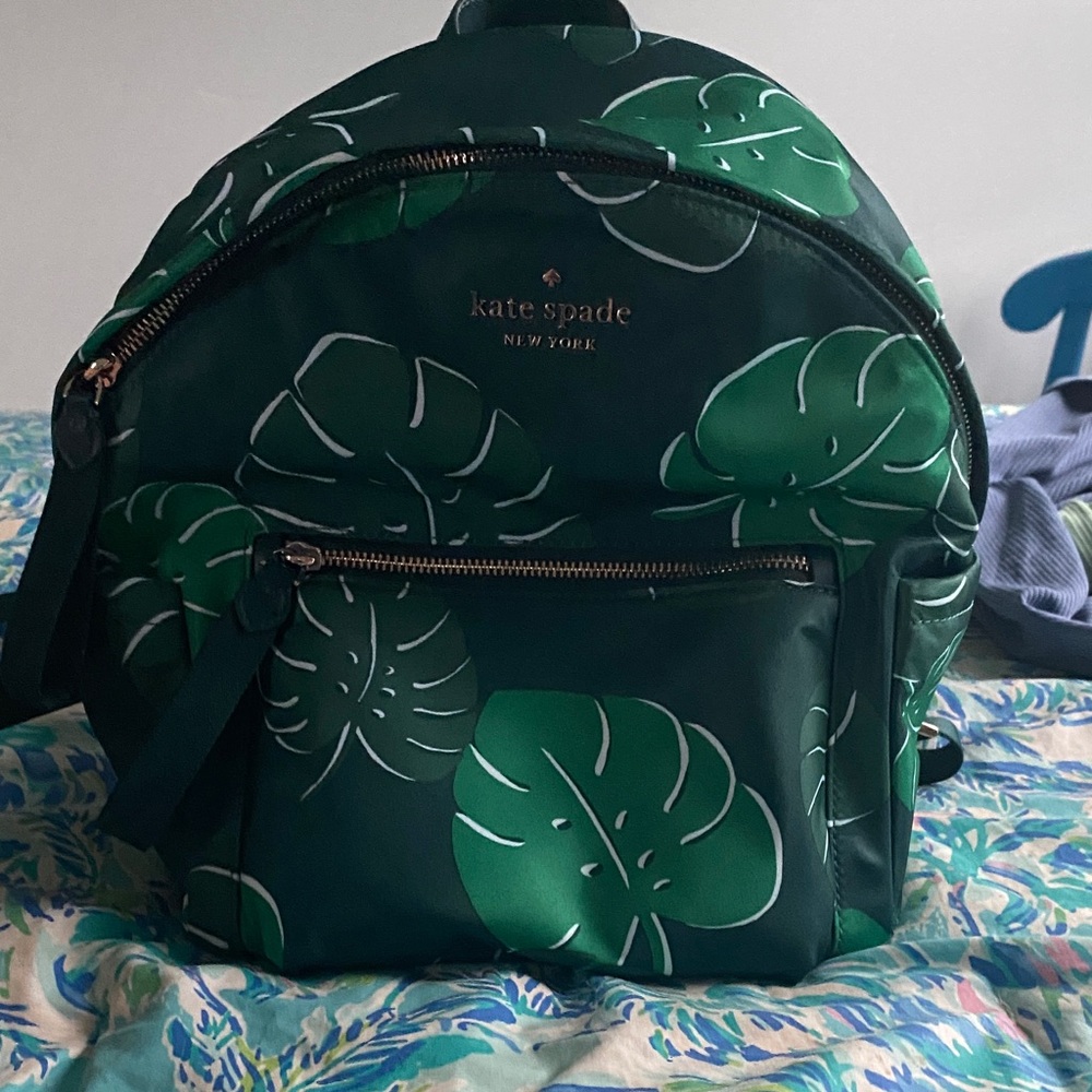 Kate Spade Dark Green Leaf mini Backpack